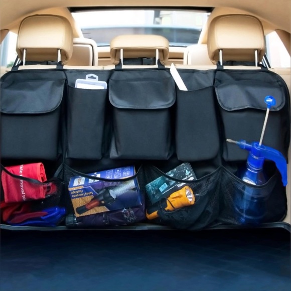 Car Rear Cargo Area Back of Seat Large Storage Organizer With Pockets - Picture 1 of 8